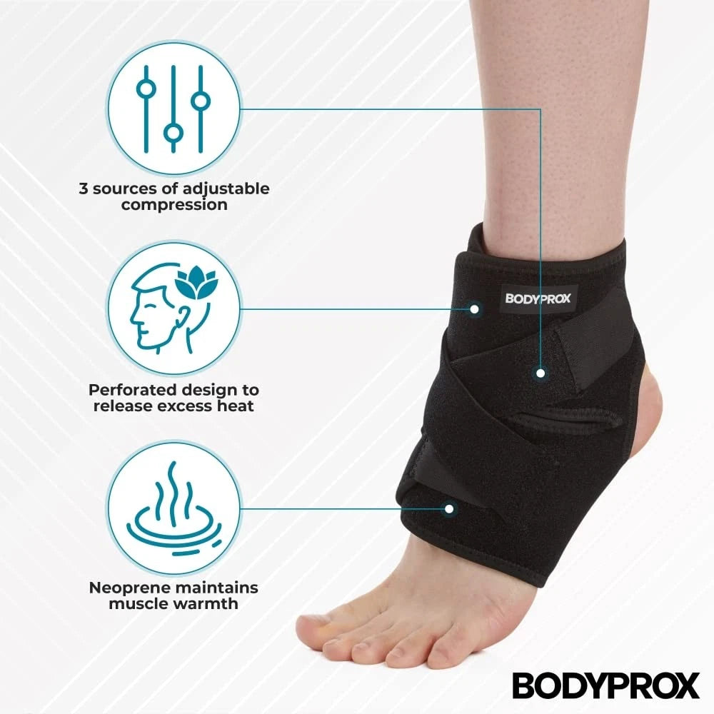 Bodyprox Ankle Support Brace, Breathable Neoprene Sleeve, Adjustable One Size