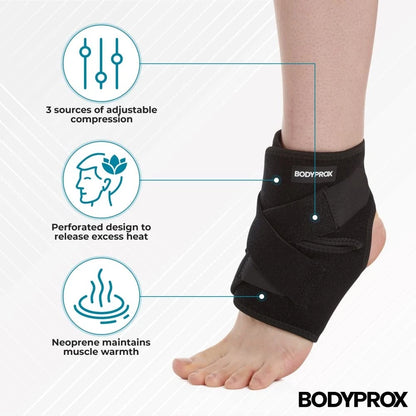 Bodyprox Ankle Support Brace, Breathable Neoprene Sleeve, Adjustable One Size