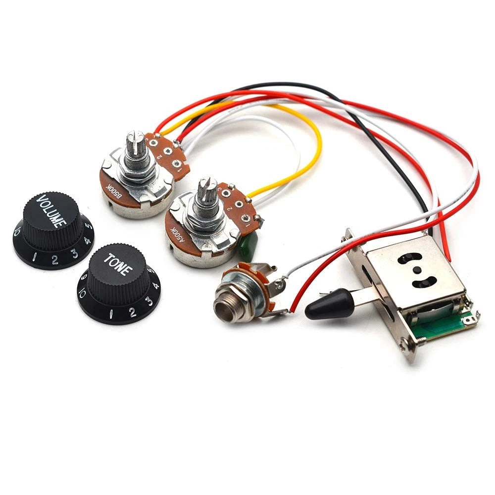 SAPHUE Guitar Wiring Harness Set Prewired 500K Big Pots 5 Way Switch Wiring...