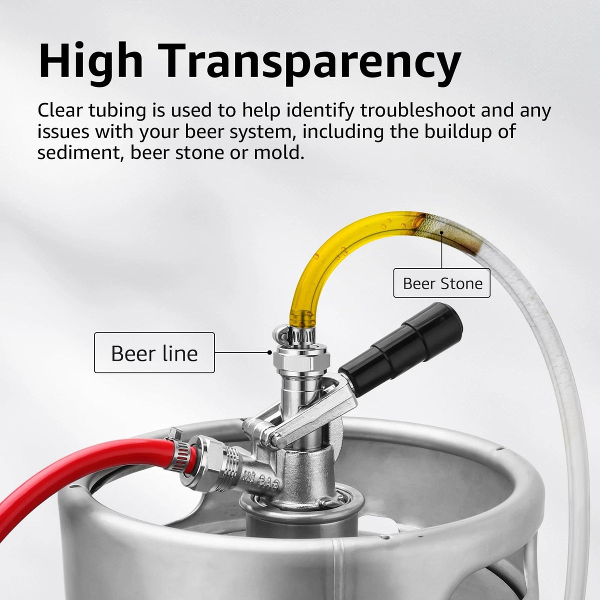 10ft Kegerator Beer Line Tubing 3/16" with Barb Fitting, Clear