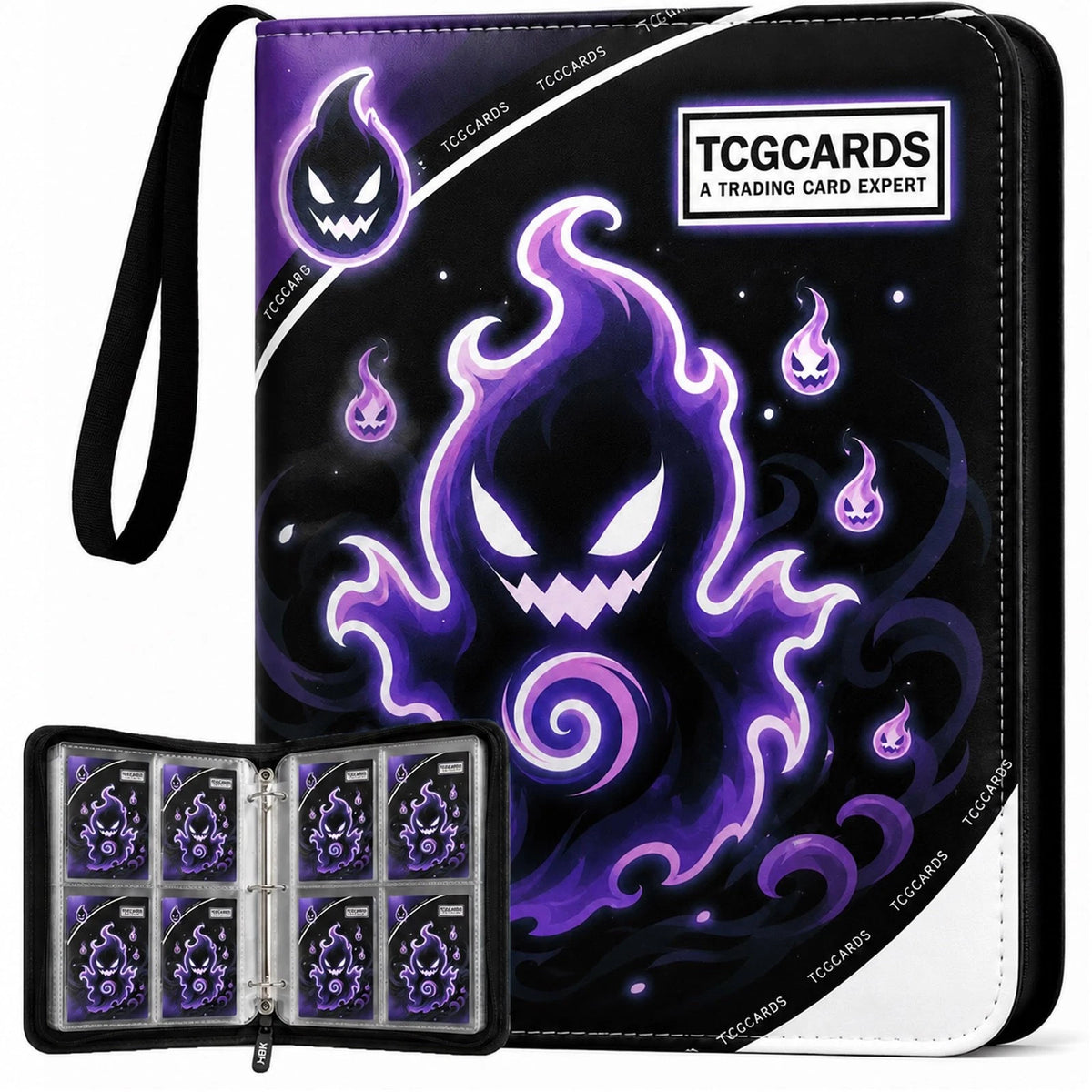 HBK 400 Pockets TCG Card Binder, PU Leather Holder 400 Pockets, GHOST
