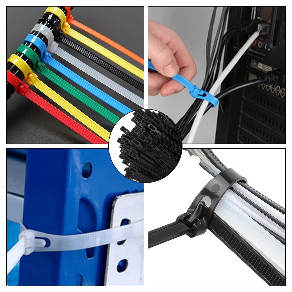 Aroono 100 PCS 8 Inch Reusable Zip Ties Black ?Adjustable 0.19 x 8inch,