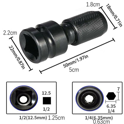 2* Hex Ratchet Socket Adapter Drive 1/2" Square To 1/4" Converter Impact Tool