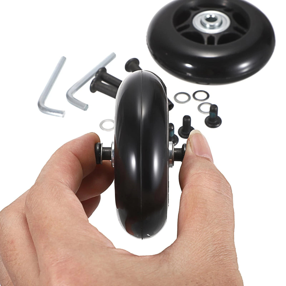 OwnMy 75mm x 23mm Luggage Wheels Replacements Set of 2 / 2.95", Black