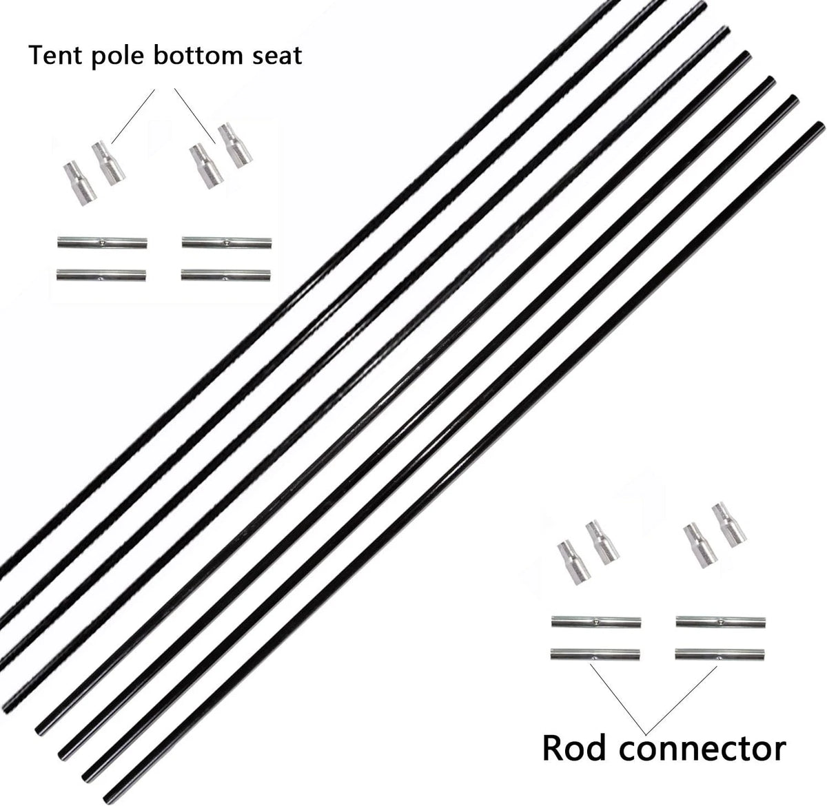 DIY Tent Pole, Replacement Greenhouse 17 inches- 36 packs( black)