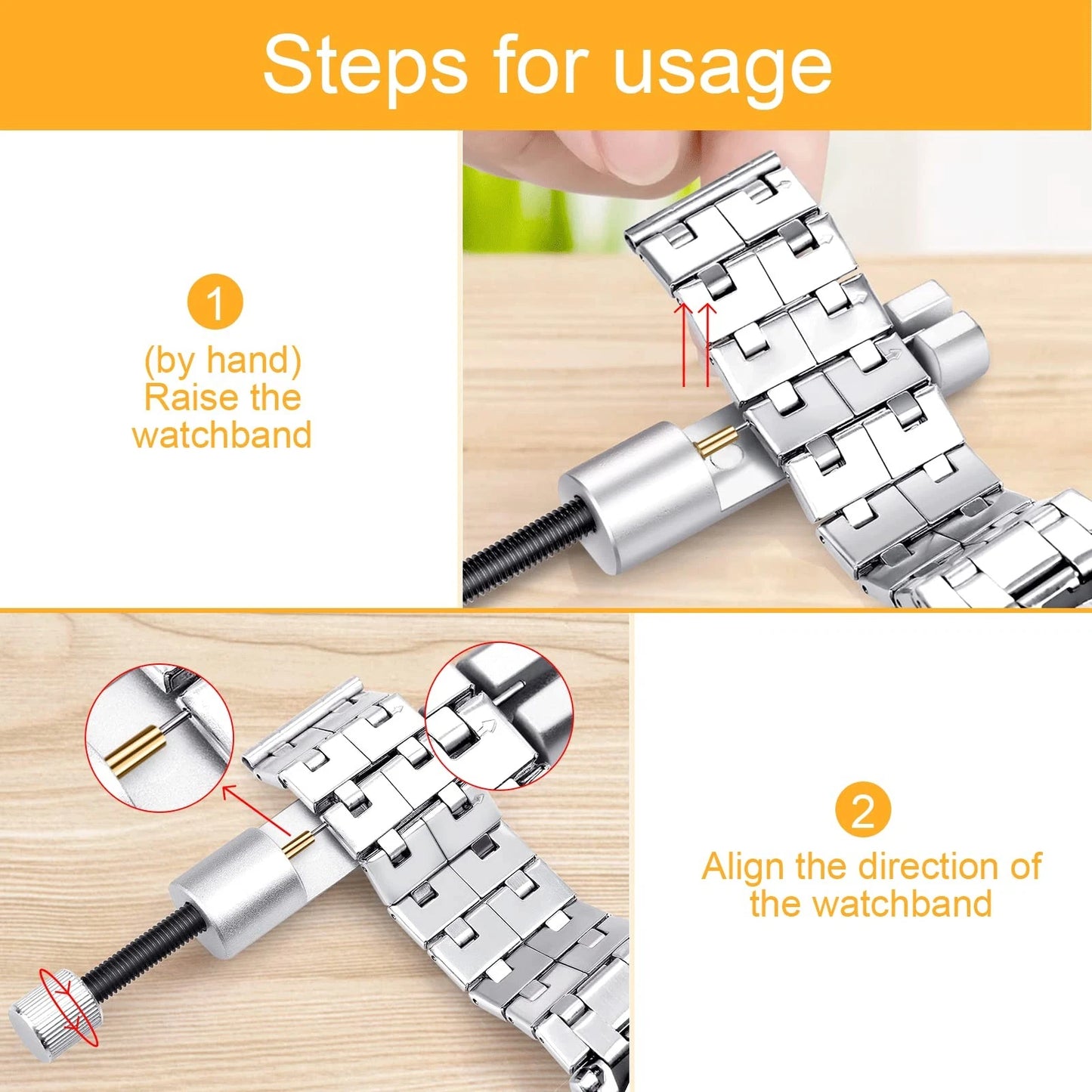 JOREST Watch Link Removal Tool, Band Tool Kit, Repair Kit for Yellow