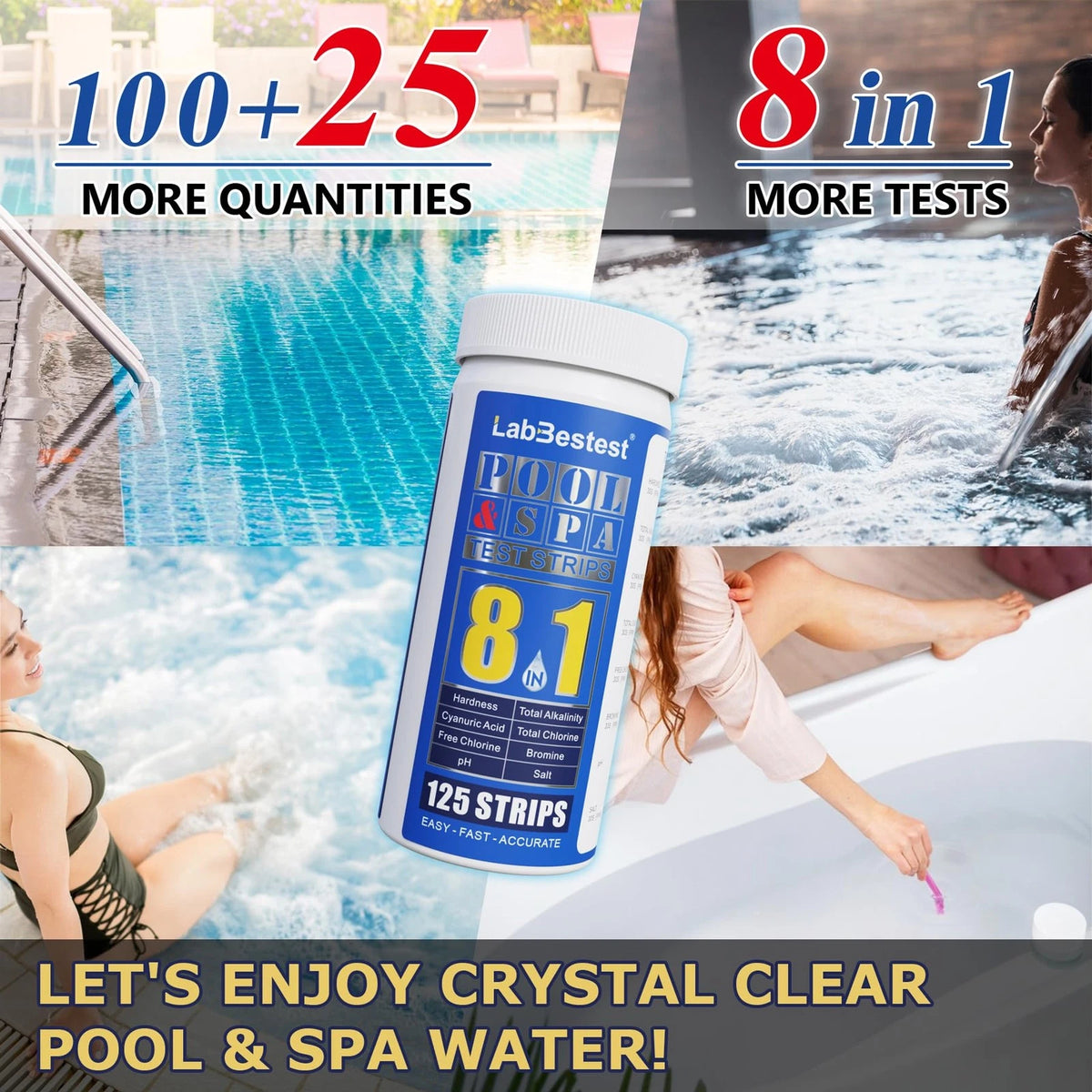 LabBestest Pool Salt Test Strips - Water Testing Kit - 125...