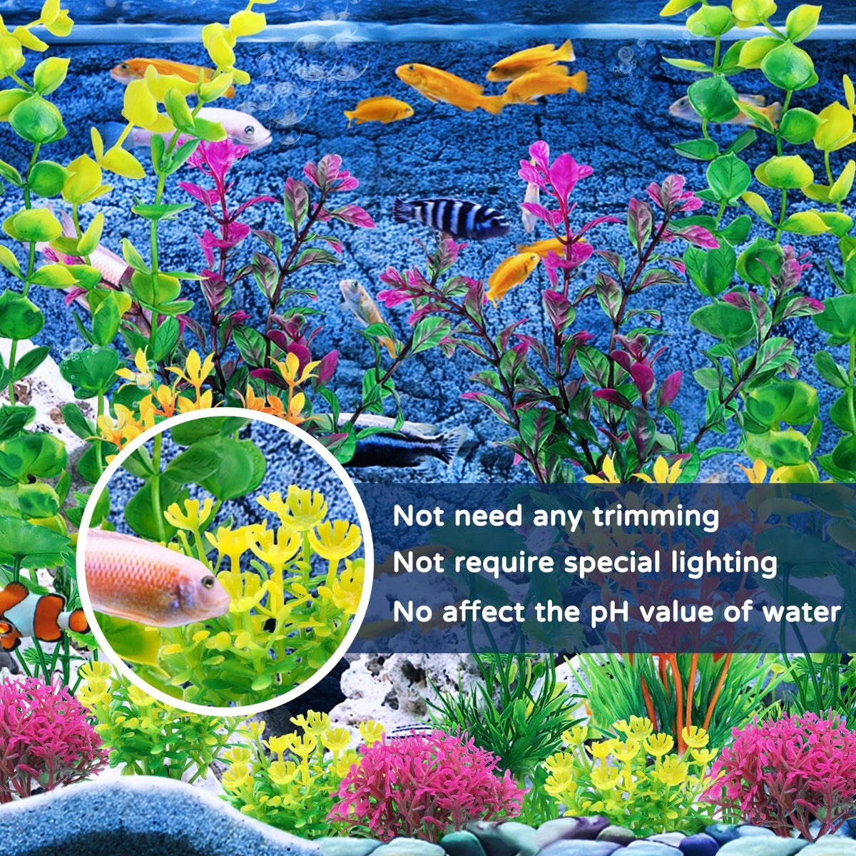 QUOZUO 25pcs Artificial Plant, Fish Tank Decorations Plants, Colorful