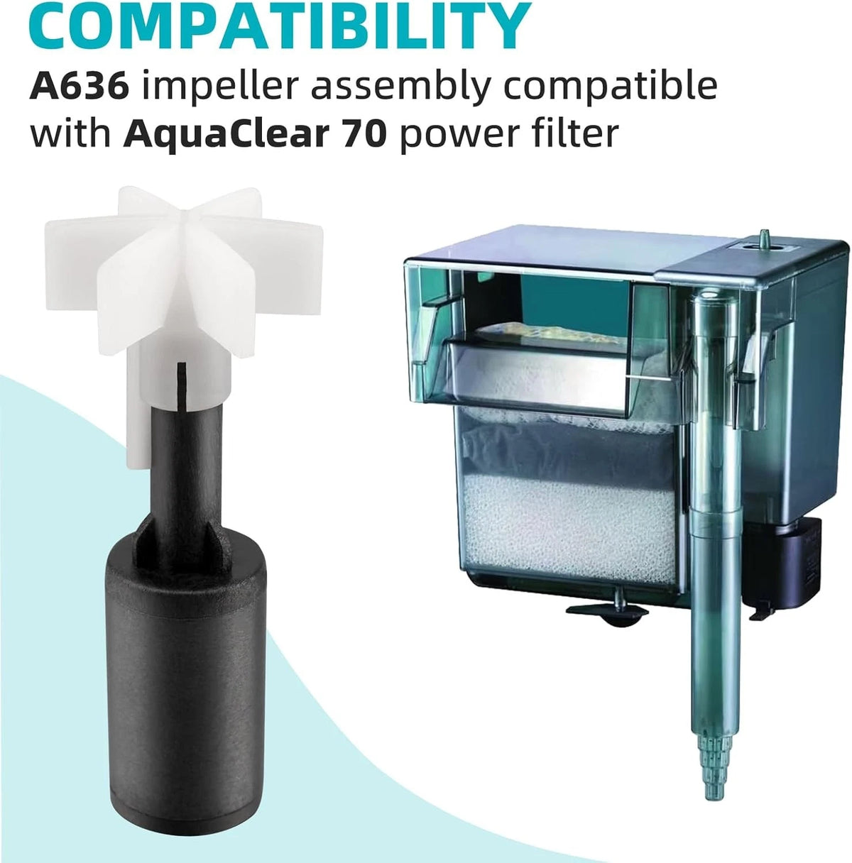 Ximoon A636 Aquarium Magnetic Impeller Compatible with Aquaclear 70 White