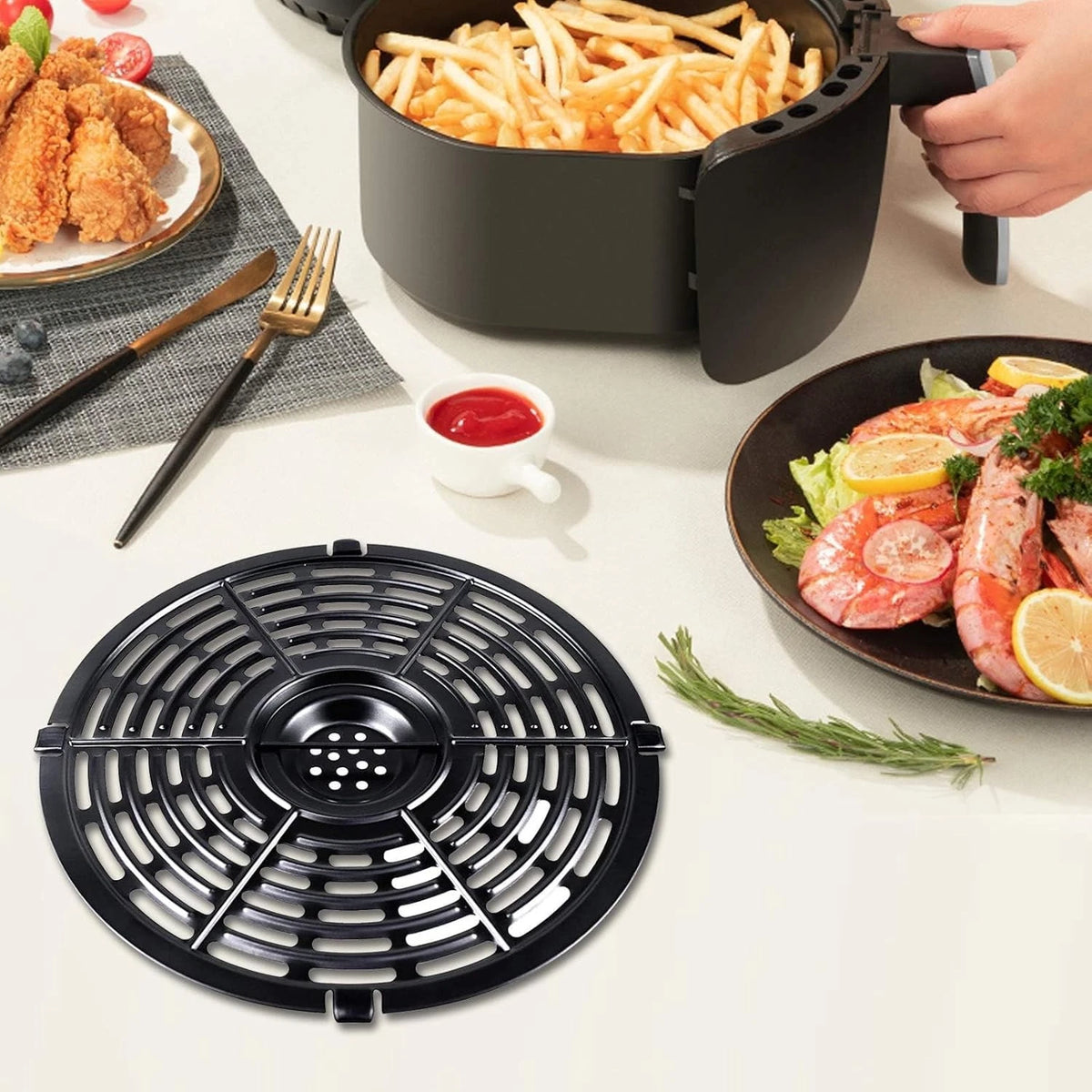 Air Fryer Grill Pan for Power XL 5QT fryer, 8.7'' Round Non-Stick...
