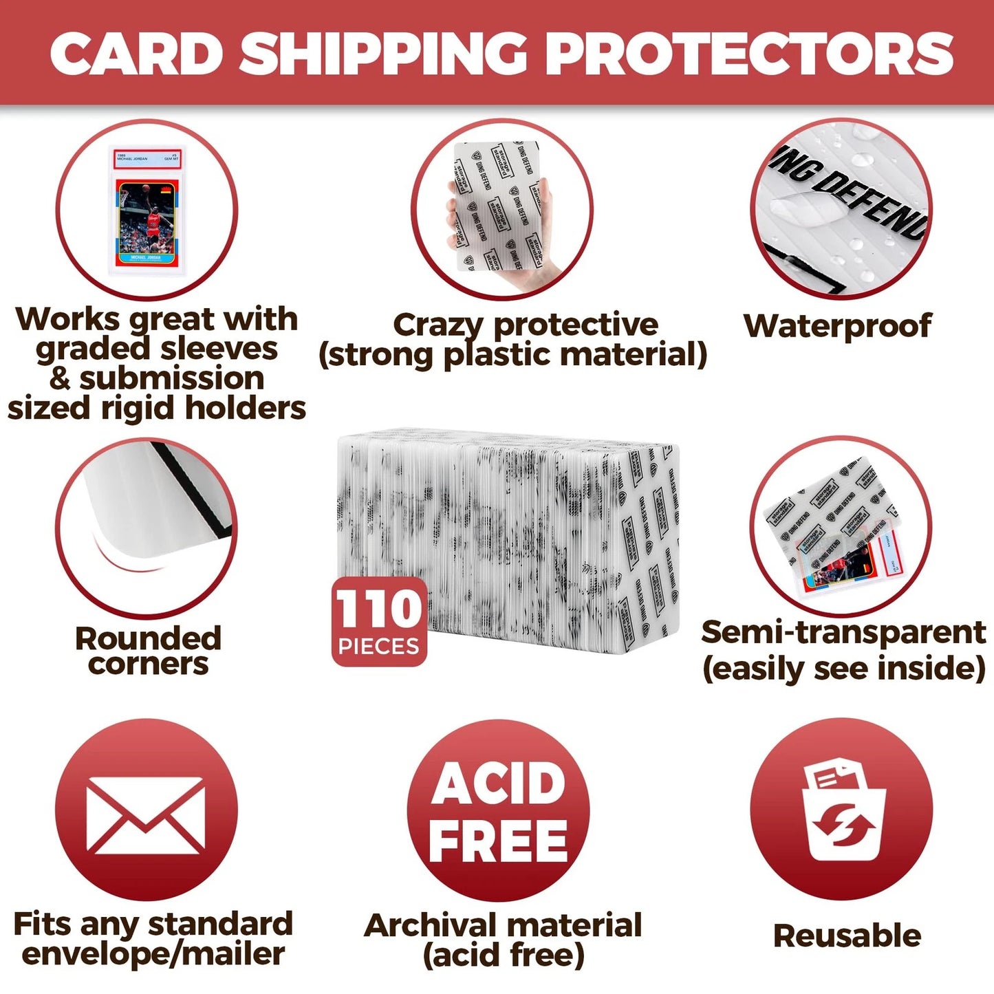 Card Protectors Trading Cards Shipping Supplies, 110-Pack Semi-transparent