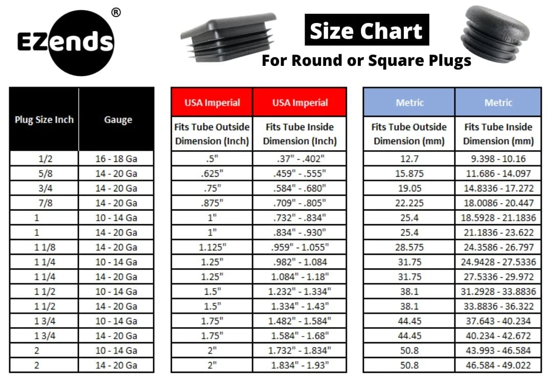 EZends Premium Grade 3/4 Inch Round Plastic Plug / 14-20 14/20 Gauge, Black