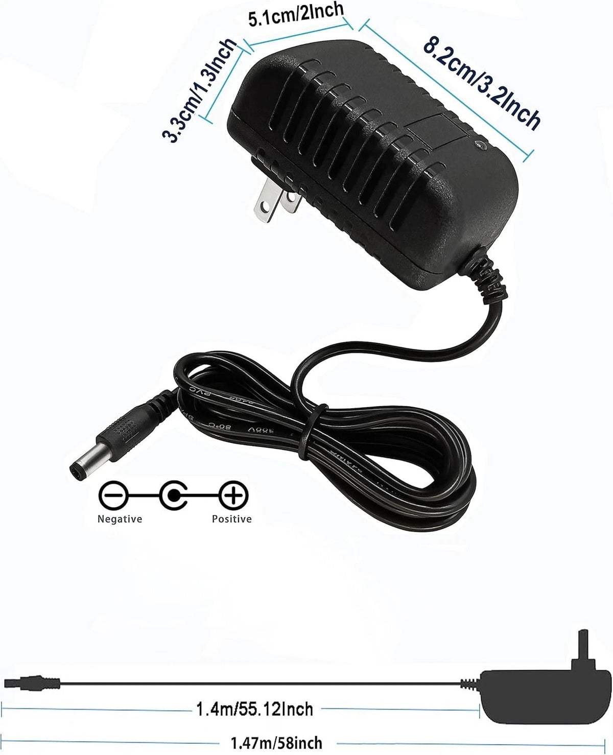 12.6V 2A AC/DC Adapter Wall Charger 100-240 AC to DC 12.6volt 2A, Black