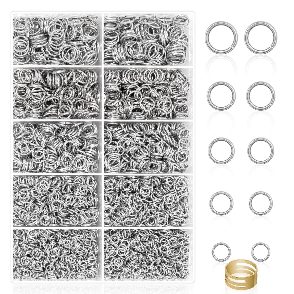 PAXCOO 4600Pcs Silver Jump Rings with Open/Close Tools for