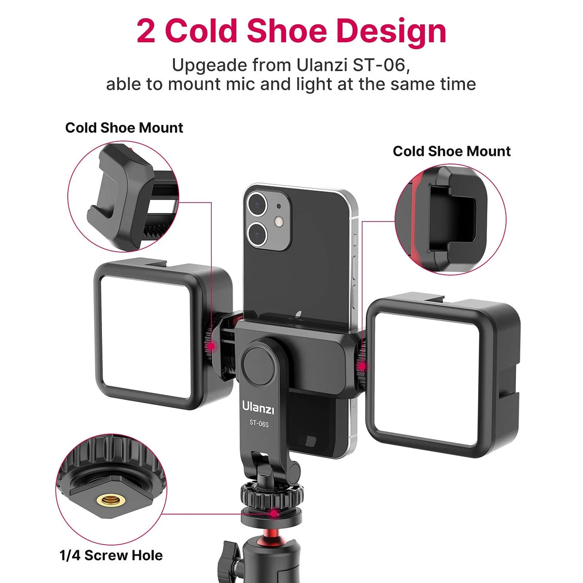 Phone Tripod Mount Holder for iPhone - ULANZI ST-06S Camera 10*8*6cm,