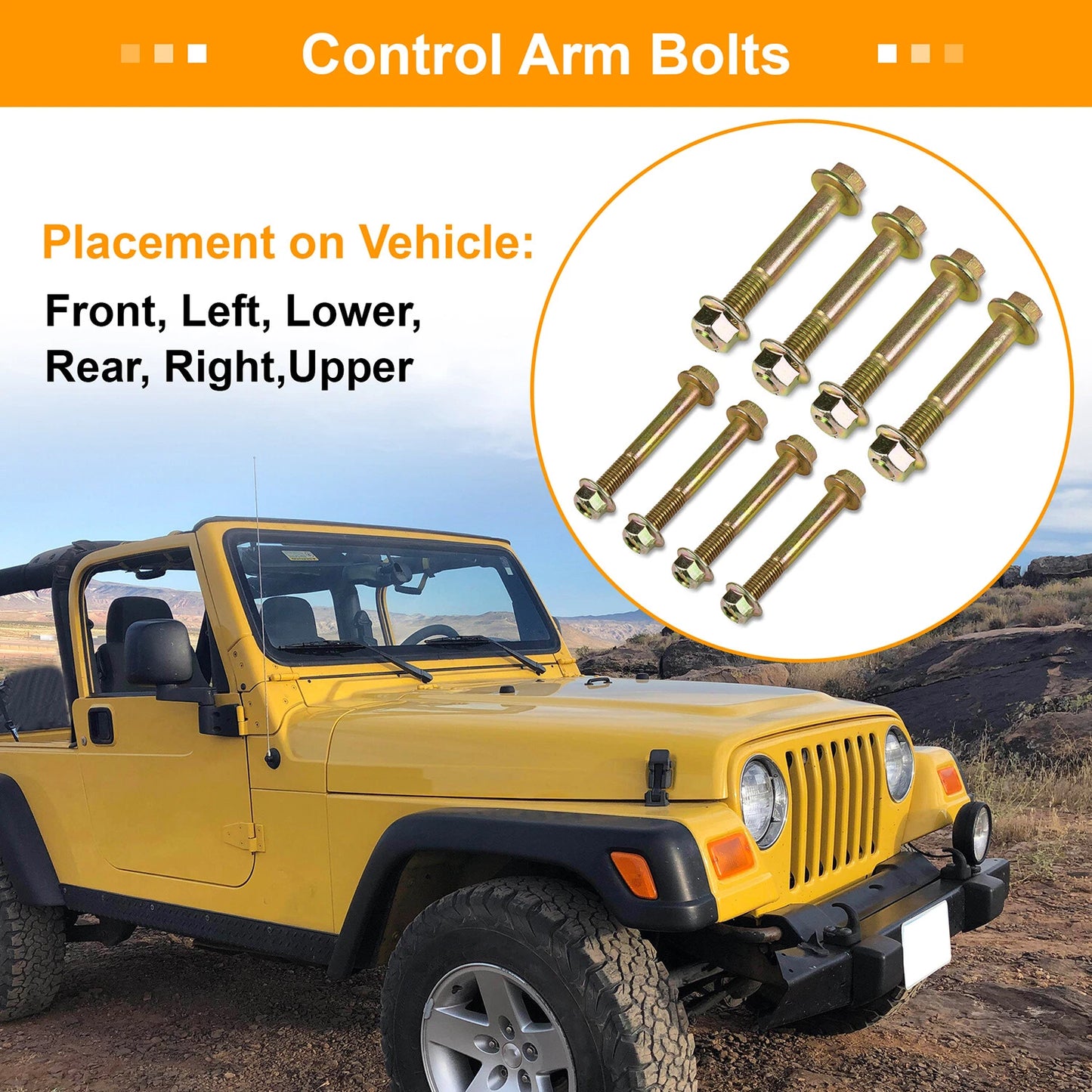 Control Arm Bolts  Compatible with 1997-2006 Jeep Wrangler TJ's and LJ's