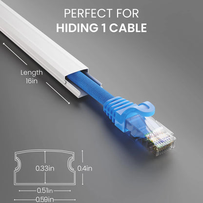 EVEO Cable Hider - One Cord 300” Cover Wall Small, White
