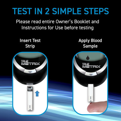 TRUE METRIX Self Monitoring Blood 100 Test Strips + 100 Lancets, Black