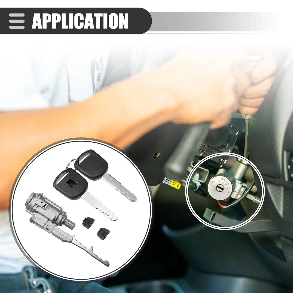 For Honda Civic 2003-2013 Ignition Lock Cylinder with Keys Replacement Part Set