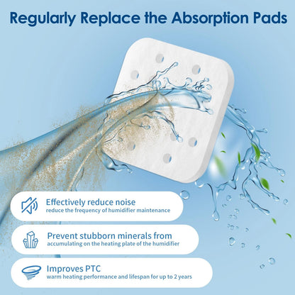 Gazeer 32-Pack Mineral Absorption Pads for Humidifiers, Compatible with White