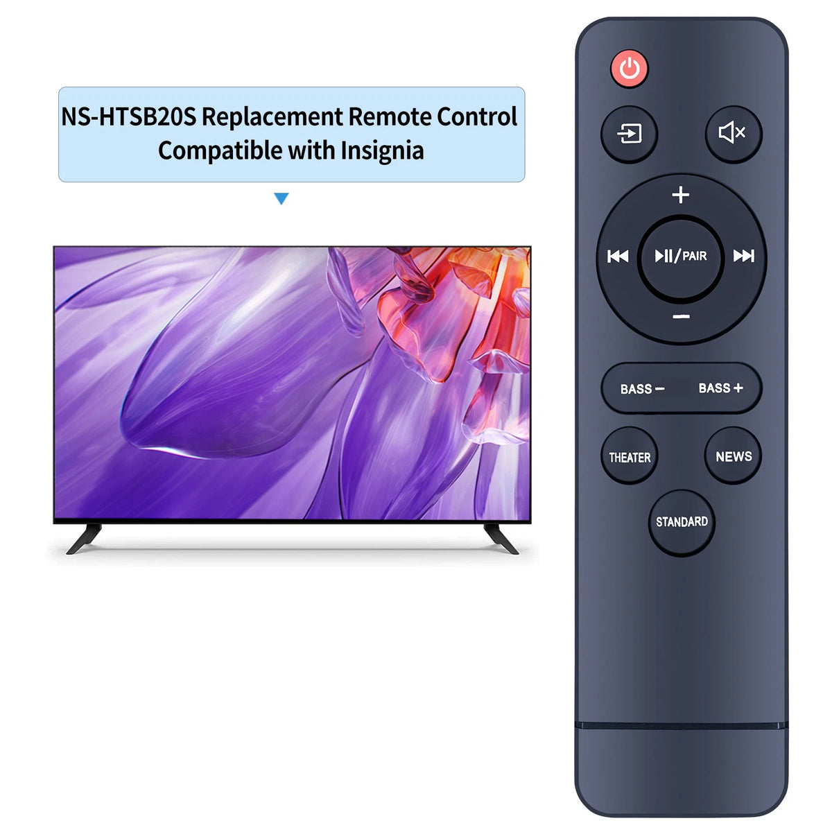 NS-HTSB20S Remote Control For Insignia 2.0 Channel 20" Soundbar