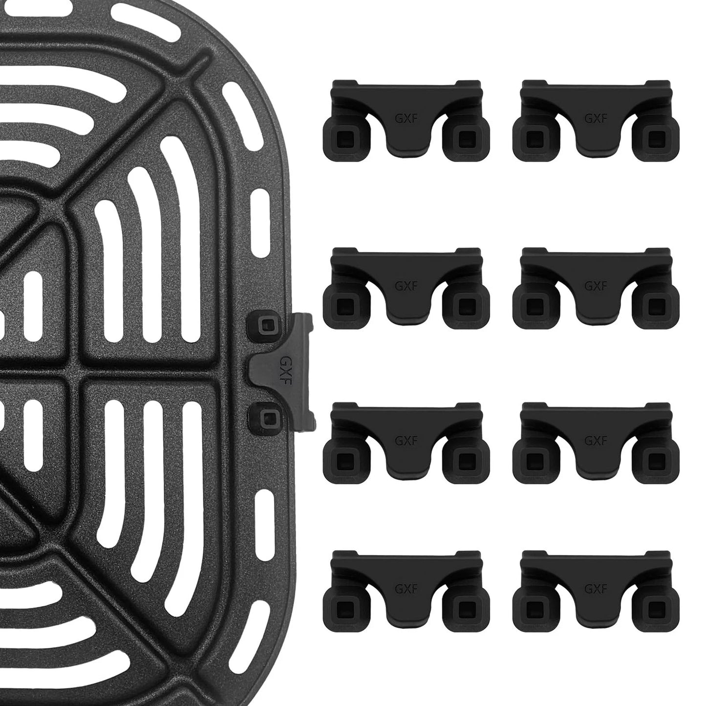 8-Piece Silicone Air Fryer 1.2*0.7*0.5" for Instant Cosori Gourmia, Black