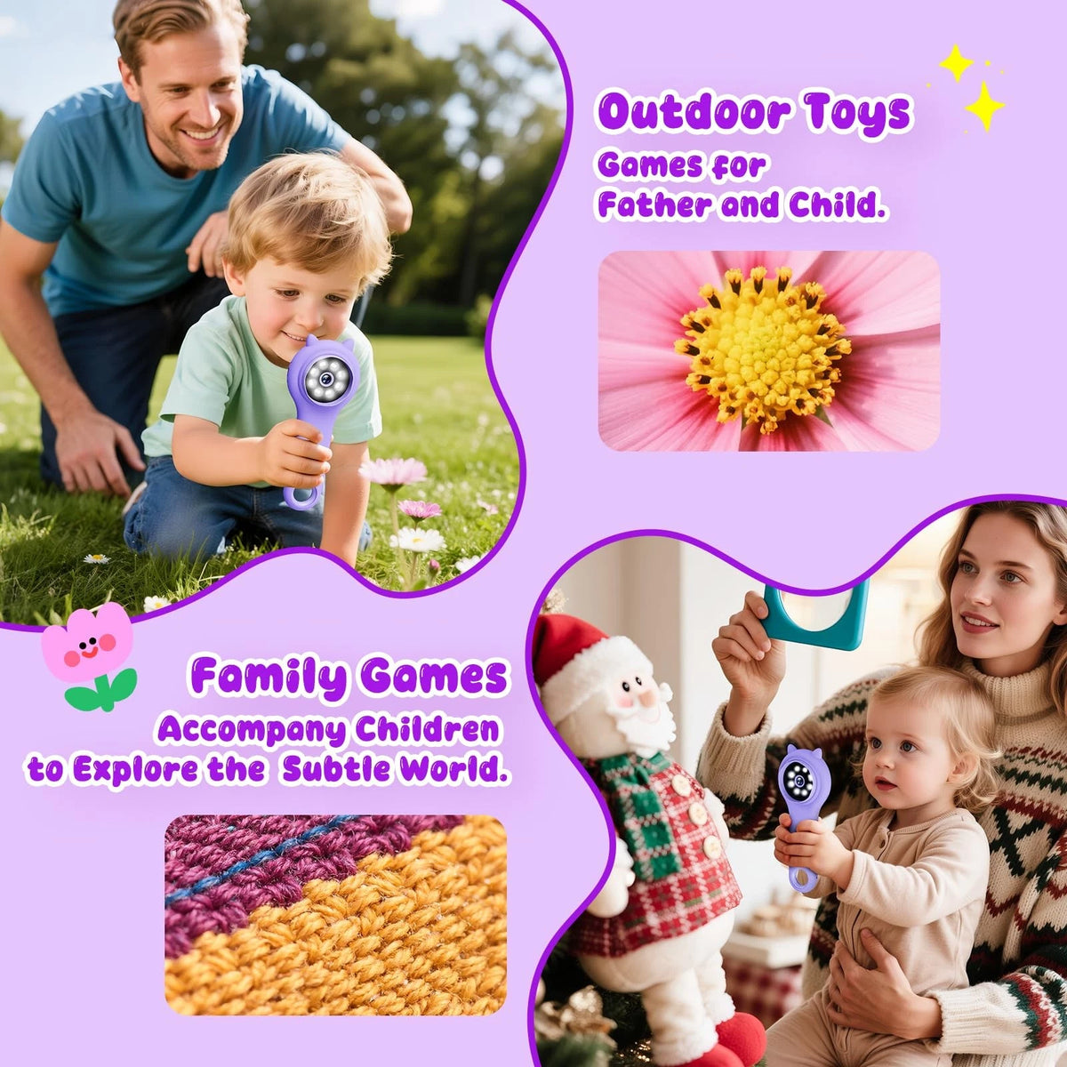 Microscope for Kids - Electronic Handheld Magnifying Glass 1 Pcs, Purple
