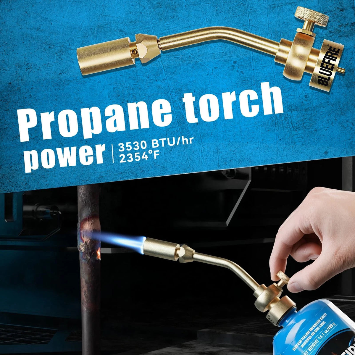 BLUEFIRE Solid Brass Jumbo Pencil Flame Gas Welding Torch Head Nozzle Gold