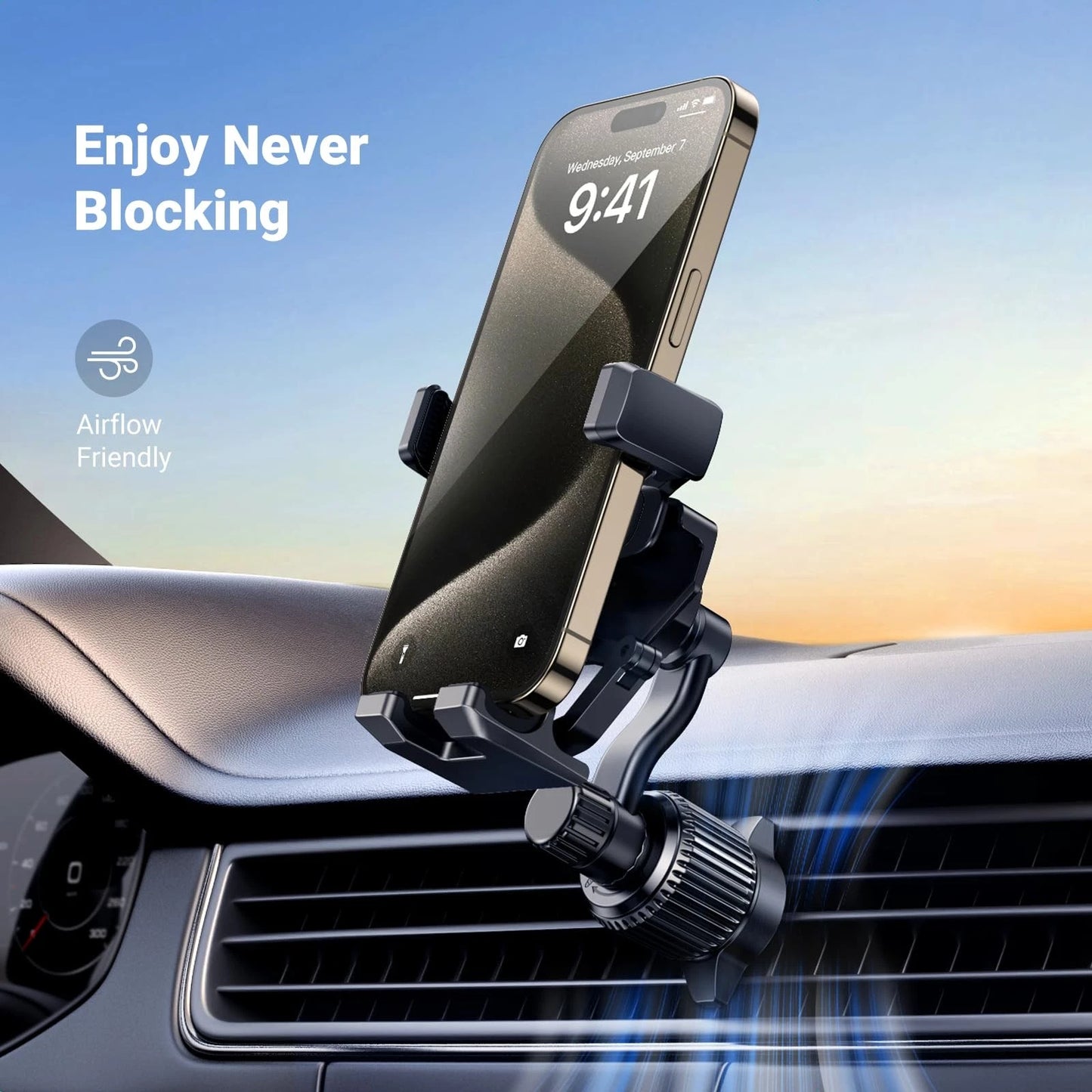 UGREEN Car Phone Holder Vent Mount, Never 4.7" to 7.2 inches, Black