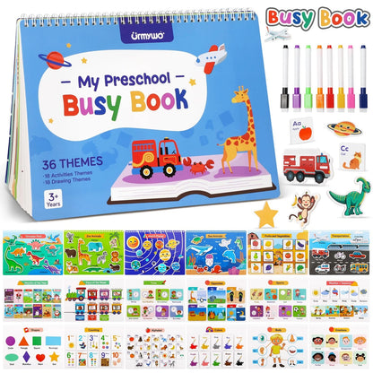 Busy Book for Toddlers 3-5, Preschool Learning Large-36 Themes, Multicolored