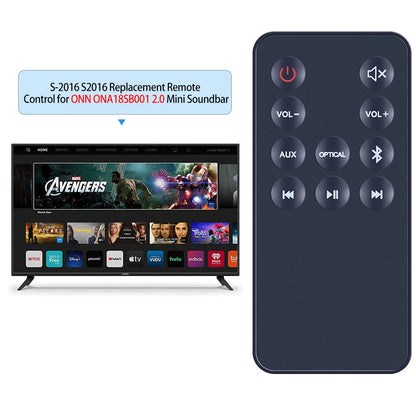 S-2016 For ONN 16 "Slim 2.0 Channel Soundbar Remote Control ONA18SB001