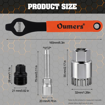 Oumers Bike Crank Extractor/Arm Remover and Bottom Bracket Large, Orange
