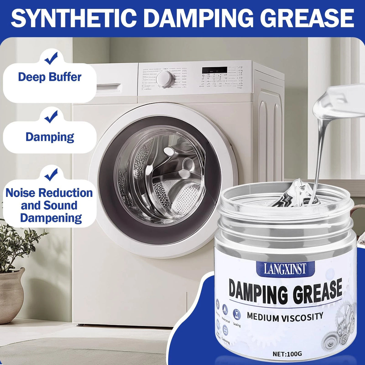 100g Damping Grease, Medium Viscosity for Washing Machine Suspension Rods