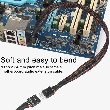 QIANRENON 9Pin HD Audio Motherboard Connector Cable - Male 30cm, Black