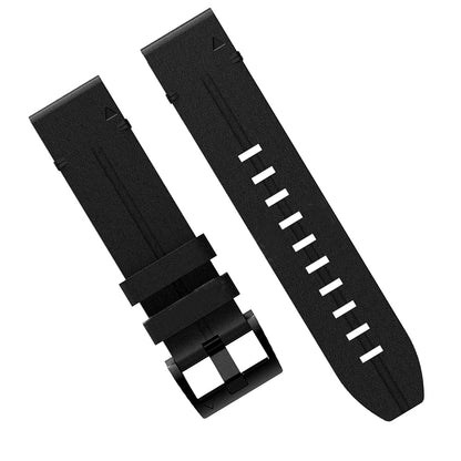 22mm Black Leather Watchband Strap Quick Wristband For Garmin Fenix 5 6 7 e
