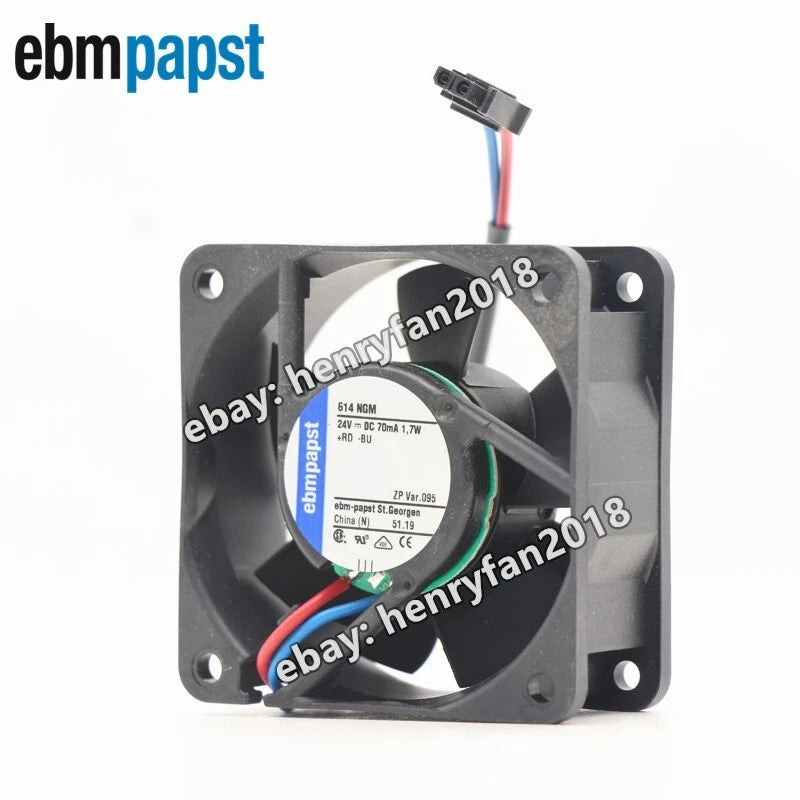 1pcs Ebmpapst Fan 614NGM Axial Fan DC 24V 1.7W  60*60*25MM 70mA Cooing Fan