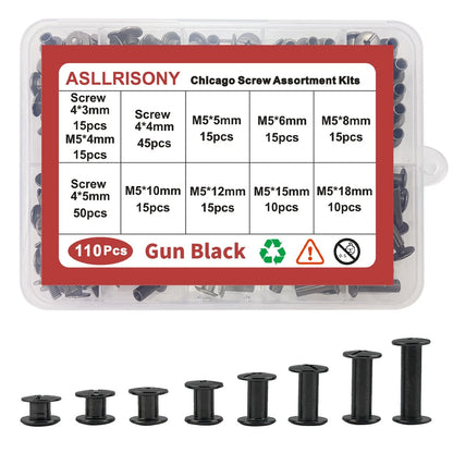 ASLLRISONY 110 Sets M5-4,5,6,8,10,12,15,18, Gun Black M5-4,5,6,8,10,12,15,18