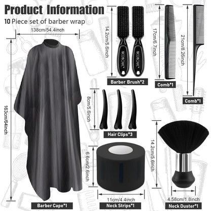 NICEMOVIC 10 in 1 Hair Cutting Barber Cape with Neck Duster Standard, Stripe