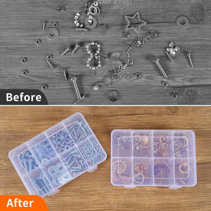 QUEFE 2 Pack 8 Grids Bead Organizers and Storage, Plastic 2pcs, clear