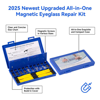 Upgraded All-in-One Magnetic Eyeglass Repair Tool Kit with Screws, Blue