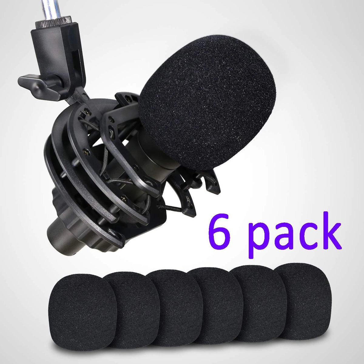 6 PCS Handheld Microphone Windscreen - Mic Pop Filter for Studio Black