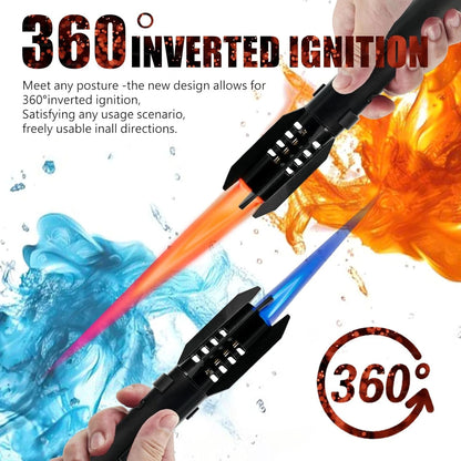 Camping Lighter, Torch Straight Flame Bright Fire Refillable Black