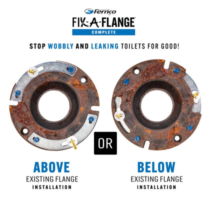 Fernco Fix-A-Flange Complete Toilet Flange Repair Kit, Universal Water Silver