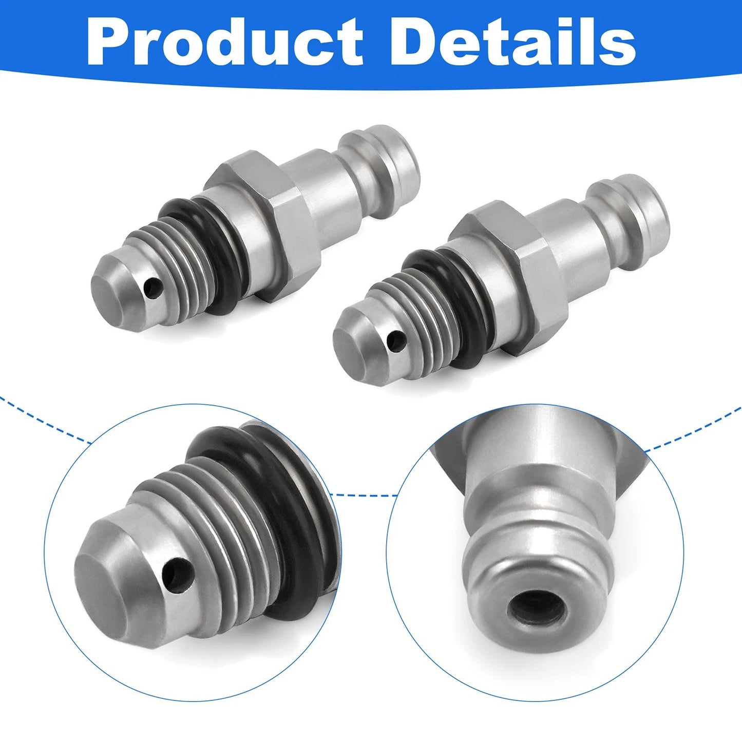 2PCS Front Mount Cylinder Bleed Fittings – 3/8" Compression,9/16"-24 Fine Thread