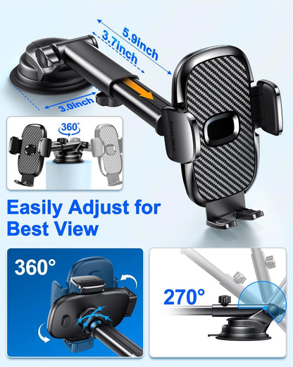 Car Phone Holder[Military-Grade 360°Suction Cup]Phone Holders for dark black