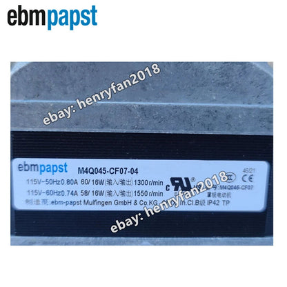 M4Q045-CF07-04 115VAC Ebmpapst Motor Fan 60/16W Freezer / Condenser Fan