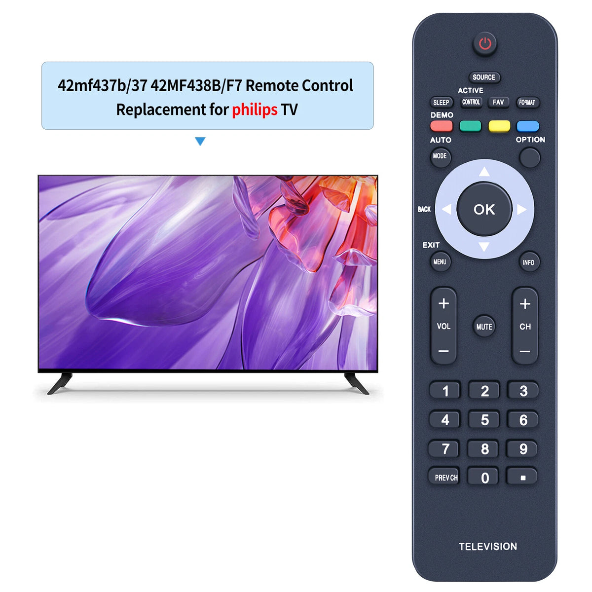 Universal Remote Control For Magnavox LED TV 42MF437B/37 42MF438B/F7 19MF338B/F7