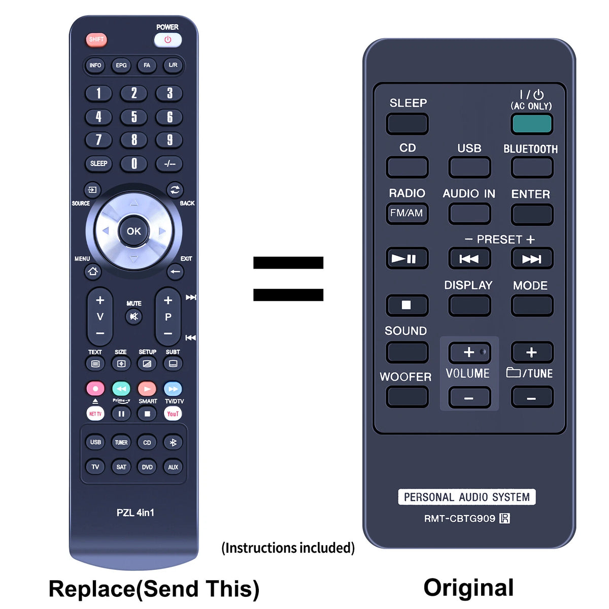 RMT-CBTG909 Remote Control For Sony Speaker ZS-BTG905 ZS-BTG909 ZS-BTG900