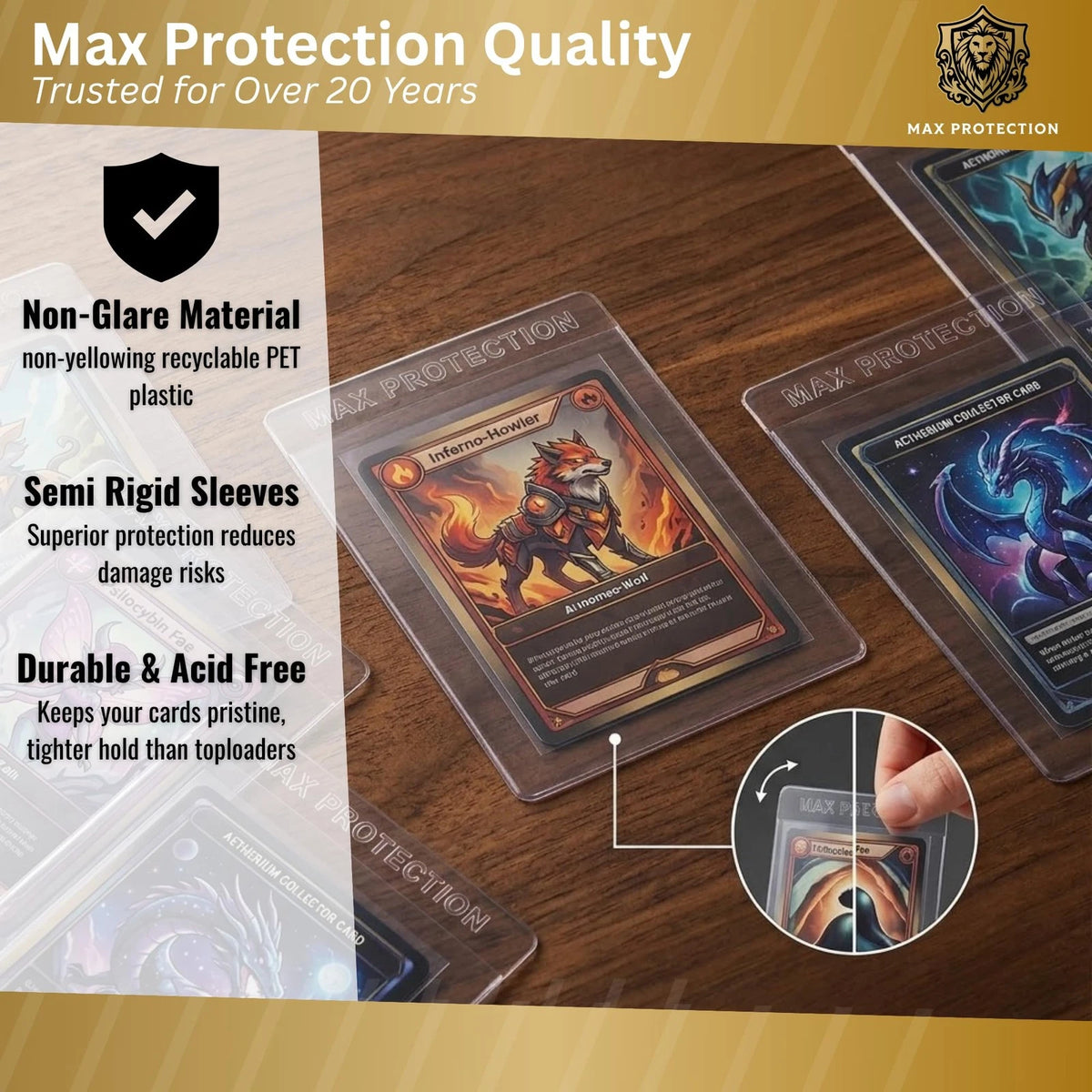 Max Protection ProGuard 1 Semi 100 Card Holders + 100 Sleeves, Clear