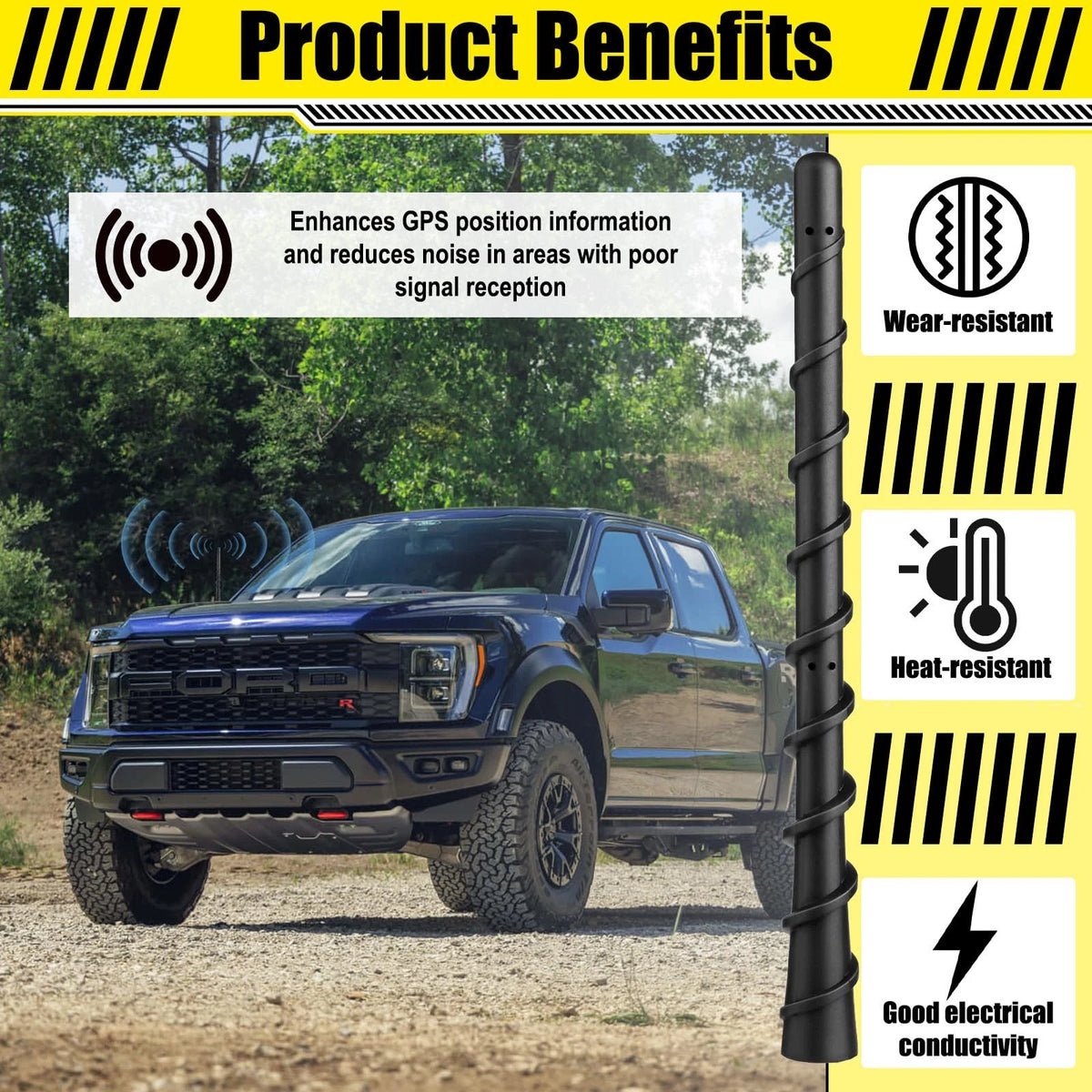 BFXM Black Spiral Bending Antenna, Waterproof Car Rubber Antennas, 7